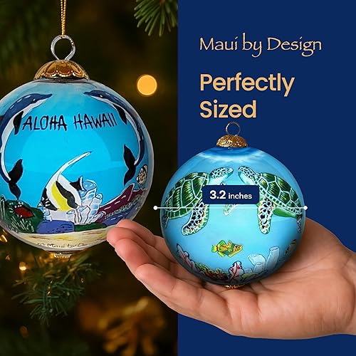 Miniatura 48 de Hawaiian Beach Life - Adorno hawaiano coleccionable de cristal pintado a mano con caja de regalo NB/H Beach Life,Corales y tortugas marinas,Puesta