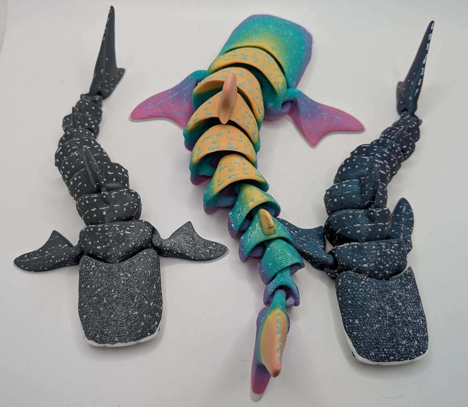 3D Printed Articulated Whale Shark- Gift Fidget Toy (Metal, Large)