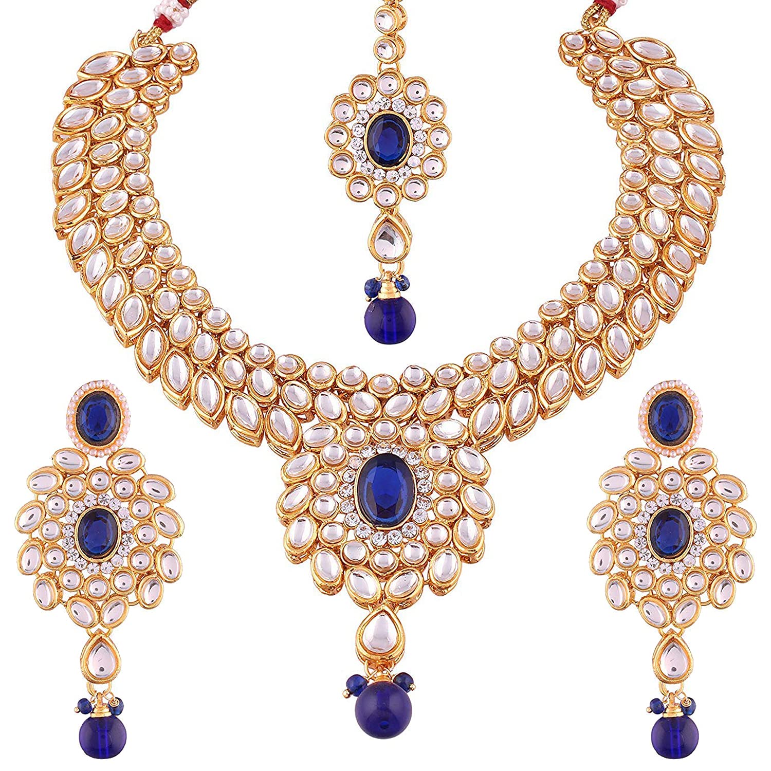 Peora Gold-plated Brass and Kundan Jewellery Set With Earrings Mang Tika for Women & Girls (Blue) (B07N6JSBMJ) Amazon Price History, Amazon Price Tracker