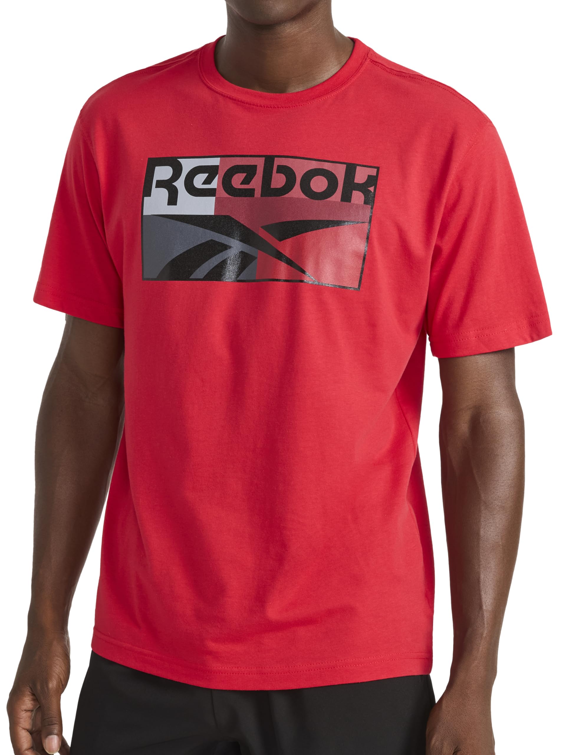 Reebok Mens Short Sleeve Graphic Crewneck T-Shirt, Standard Fit, Lightweight Cotton-Poly Fabric