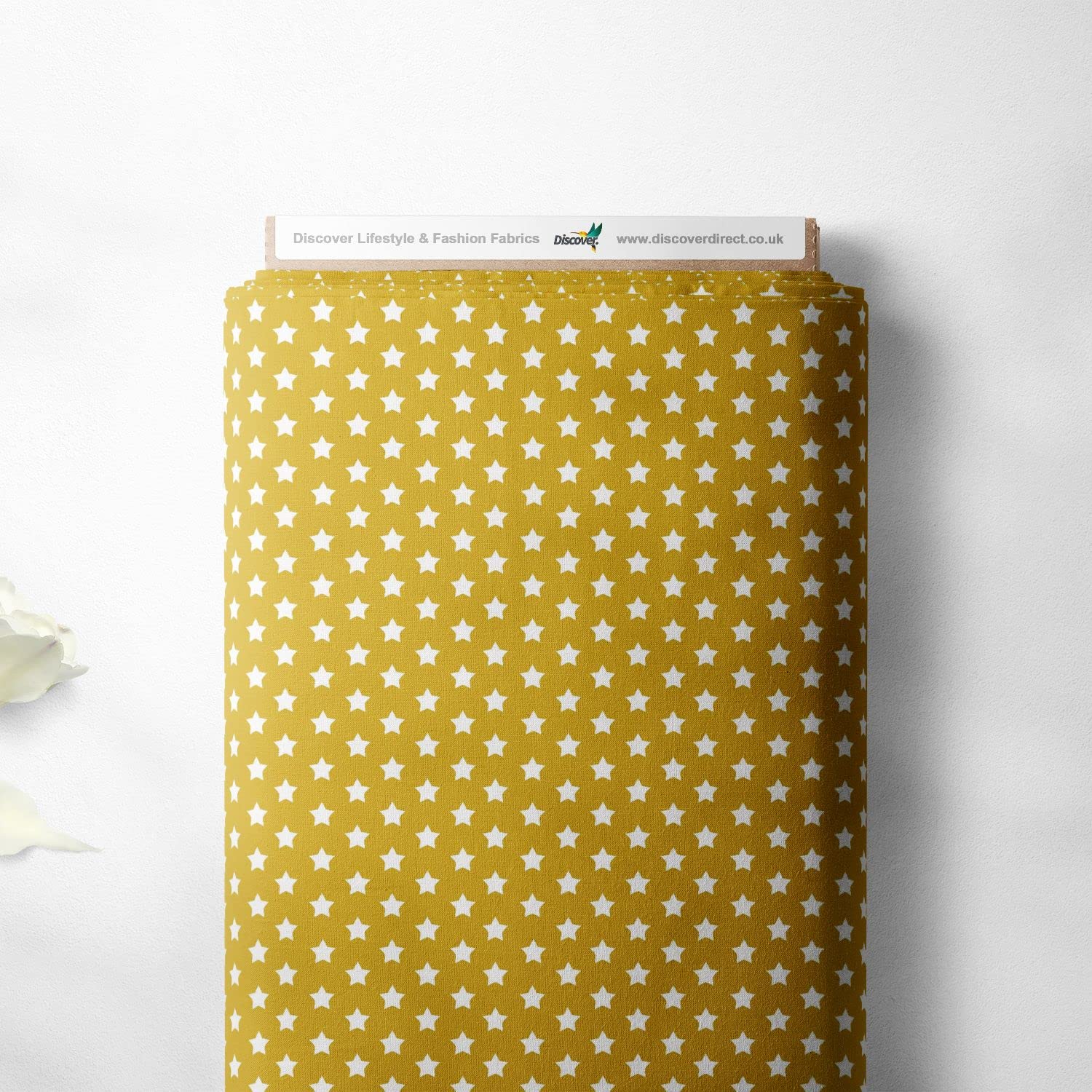 Discover Lifestyle & Fashion Fabrics Mustard Gold 100% Cotton Small Star Twinkle Design Children Kids Craft Quality Fabric Material | 55" - 140 Cm Wide (Per Metre, )