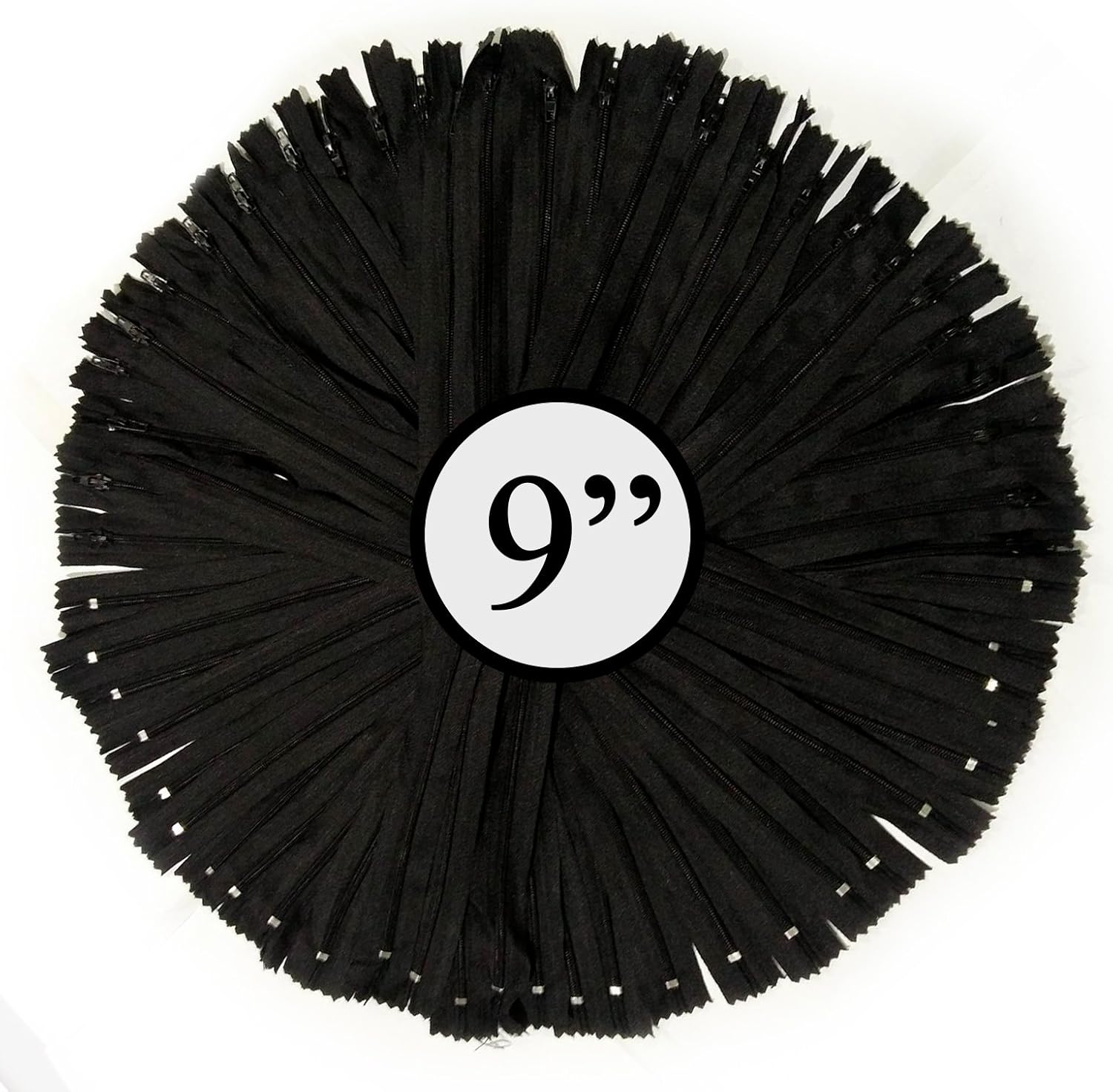 KGS 9 inch Nylon Zipper | High Quality Zipper | 100 Zippers / Pack (Black)