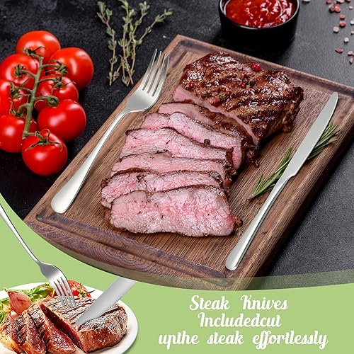 Miniatura 5 de Uiifan Juego de cubiertos de 51 piezas con organizador, cubiertos para 10 cubiertos de acero inoxidable, juegos de utensilios de cocina, tenedores,