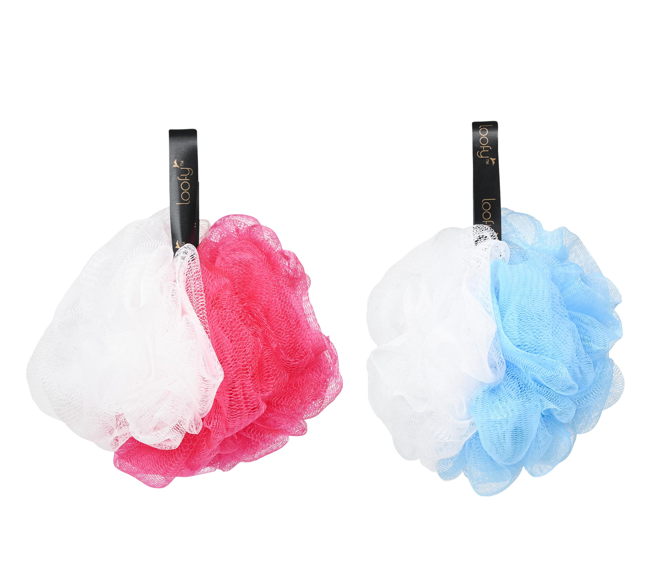 Loofy Premium Bath Loofah Sponge Scrubber Exfoliator for High Lather Cleansing Twin Color (Cranberry & Blue)-image-33