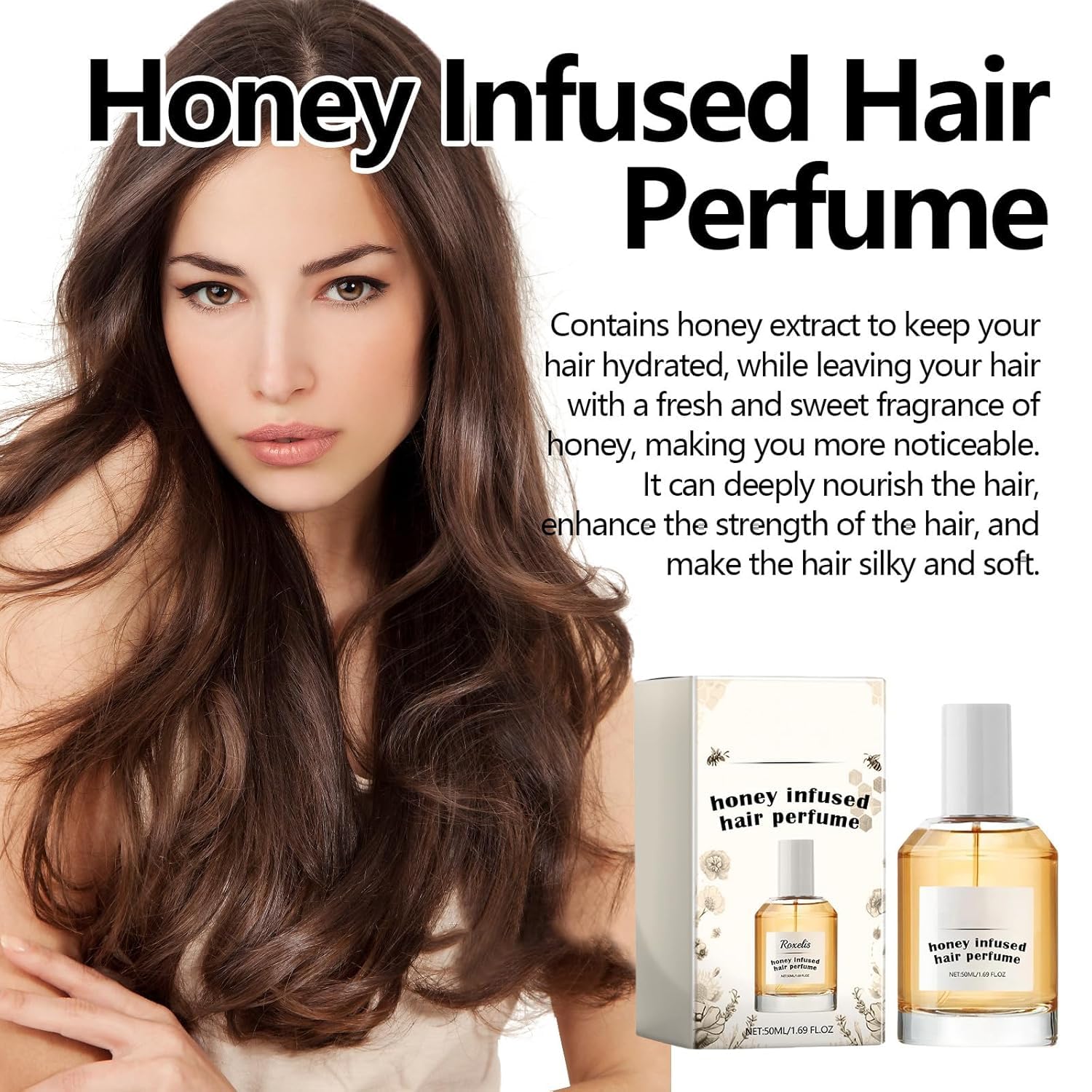 Perfume de feromonas para cabello con miel, aceite esencial nutritivo e hidratante
