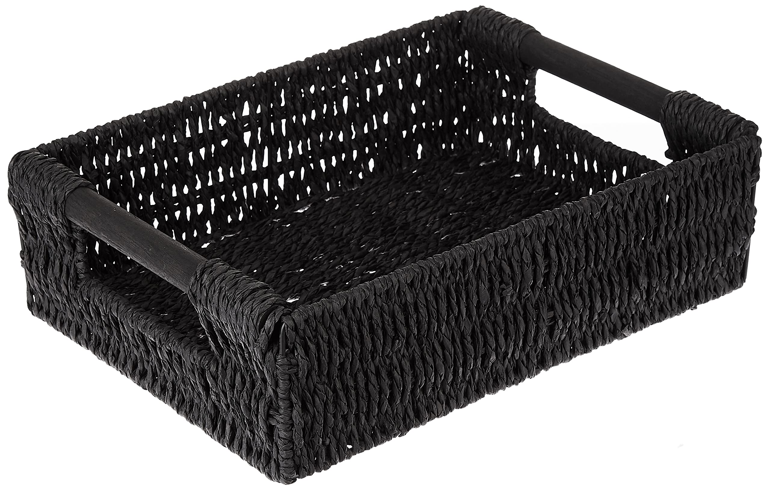 Woodluv Storage Baskets, Storage Boxes Hamper Basket, Storage Baskets for Shelves, Black, Medium