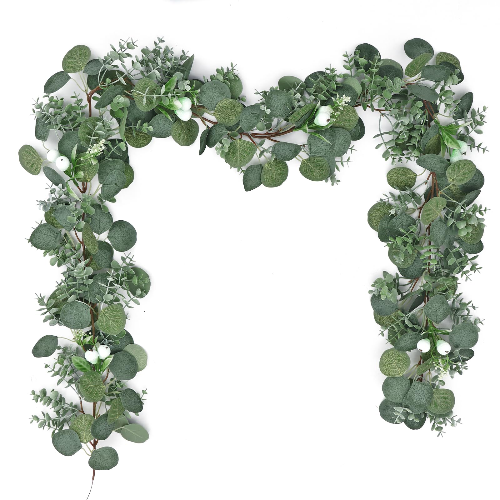 Guirlande d'eucalyptus artificiel tiges de fausses feuilles dollar argente de verdure x2