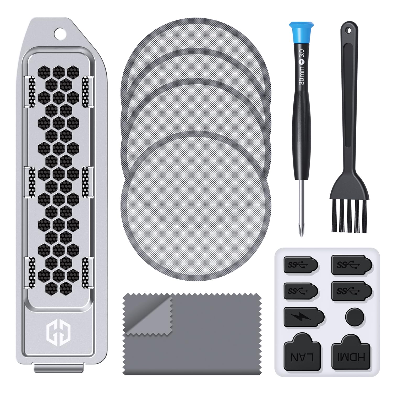 GRAUGEAR Set di filtri antipolvere di alta qualità per PS5, PS5 Slim e Pro Include coperture in silicone e spazzole per la pulizia per una maggiore durata e prestazioni migliori. (con copertura per
