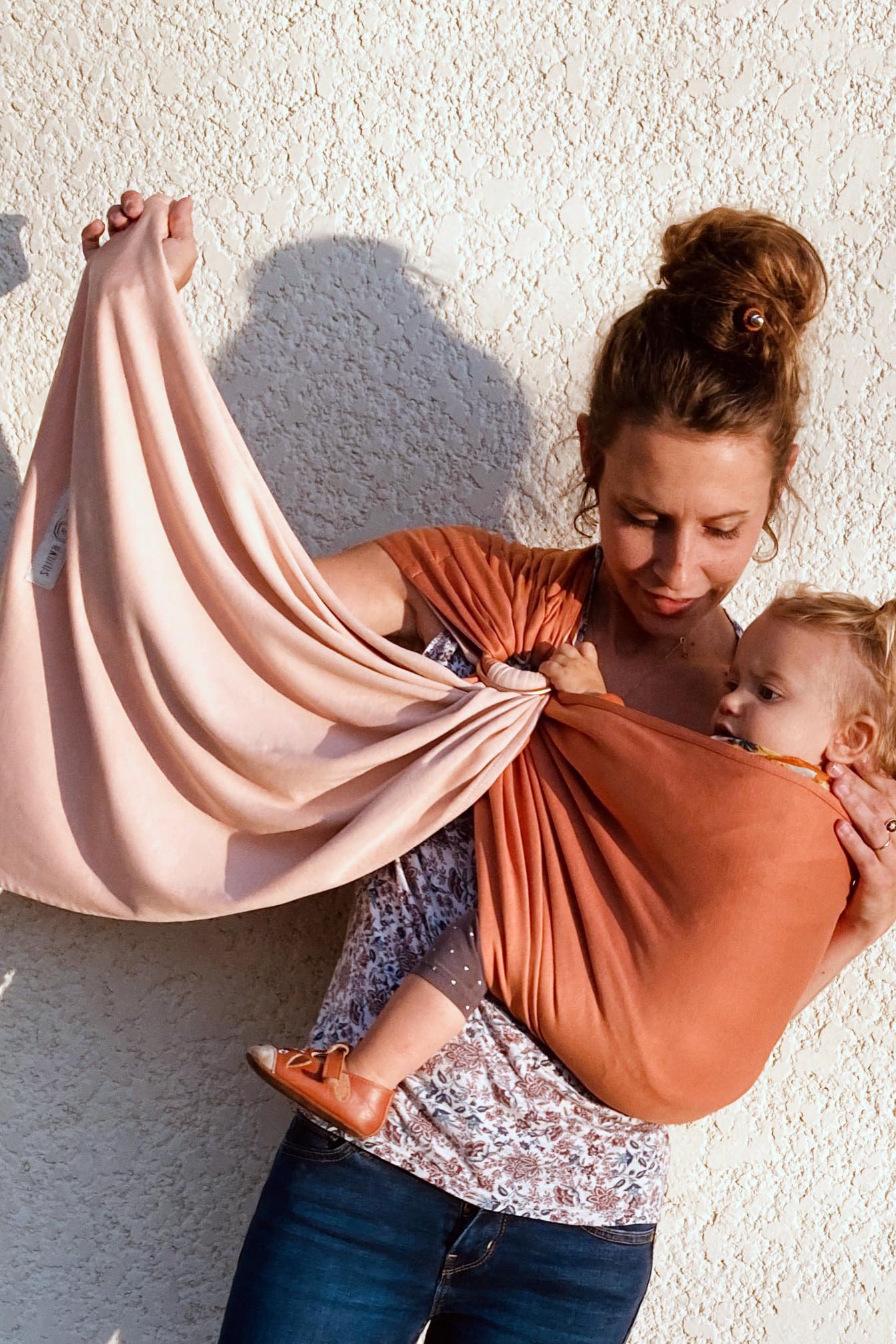 Petite écharpe de portage sans nœud Nude et caramel - Love Radius