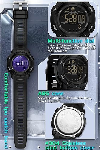 Miniatura 6 de Relojes de seguimiento de fitness para hombres, reloj digital deportivo amarillo IP68 impermeable con podómetro, calorías y cronómetro de cuenta