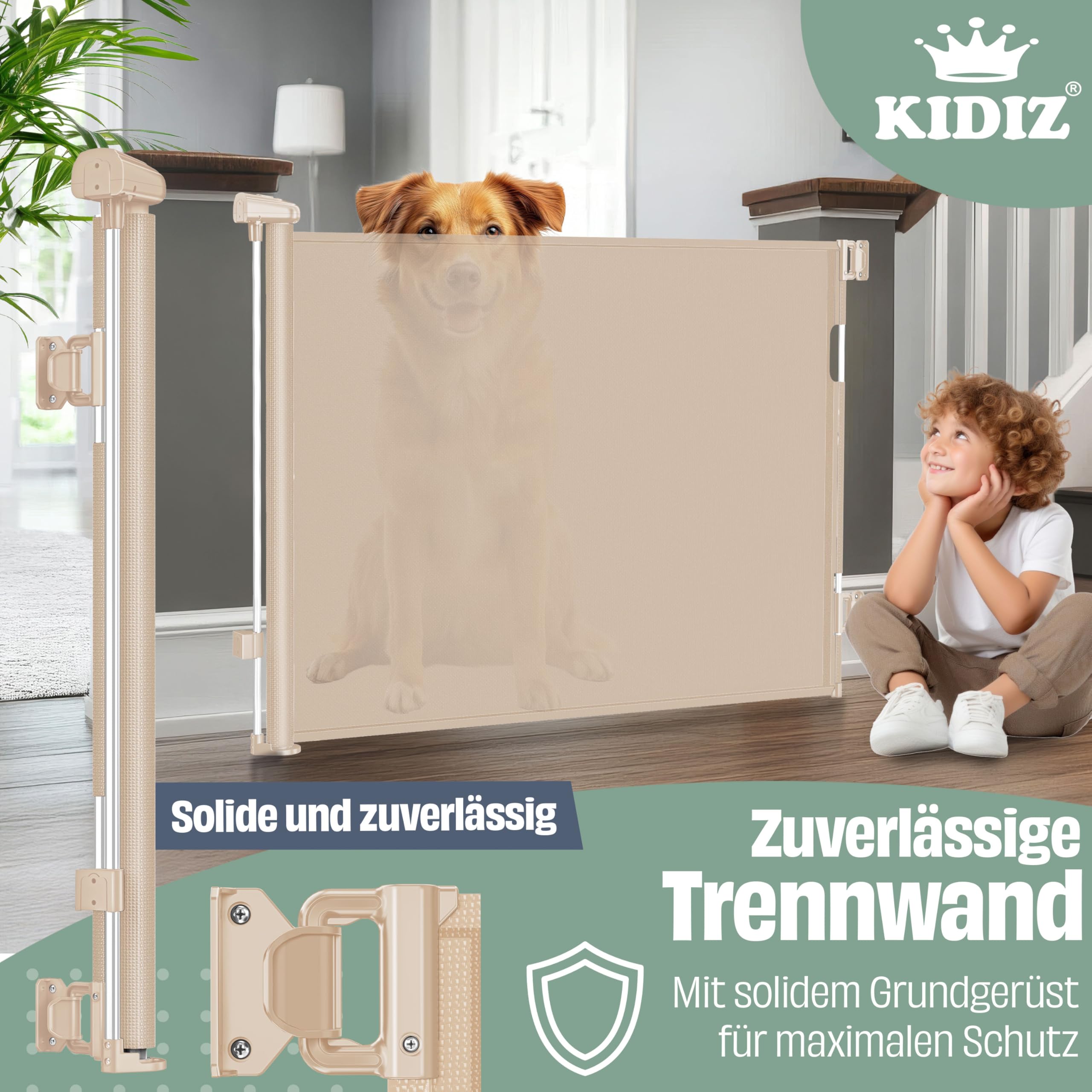 Hawthyhome Griglia di protezione per scale, 0-180 cm, griglia di protezione per bambini, per bambini e animali domestici, adatta per scale, porte, terrazze (grigio-180 cm