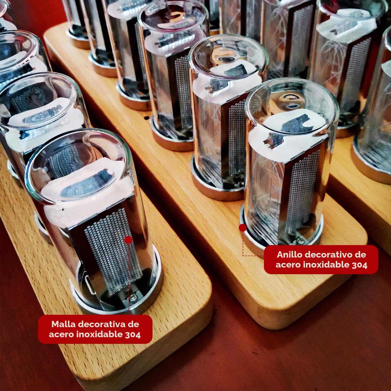 Nixie Reloj LED, Tubo Digital, múltiple, con Calendario, Temporizador, USB Tipo C, Material Doble, para Amantes, Amigos, Navidad, cumpleaños