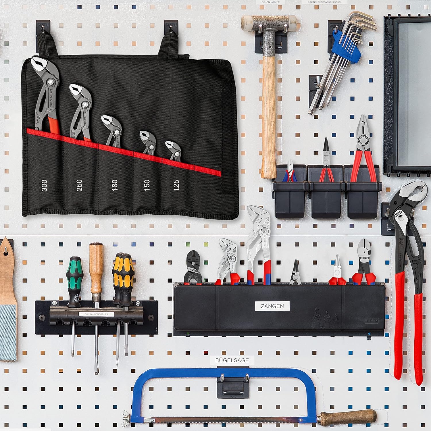 KNIPEX Cobra-Set Wasserpumpenzangen-Set, 5-teilig, 125 bis 300 mm, Selbstklemmeffekt, in hochwertiger Rolltasche, Zangenset, Werkzeugset, 00 19 55 S5