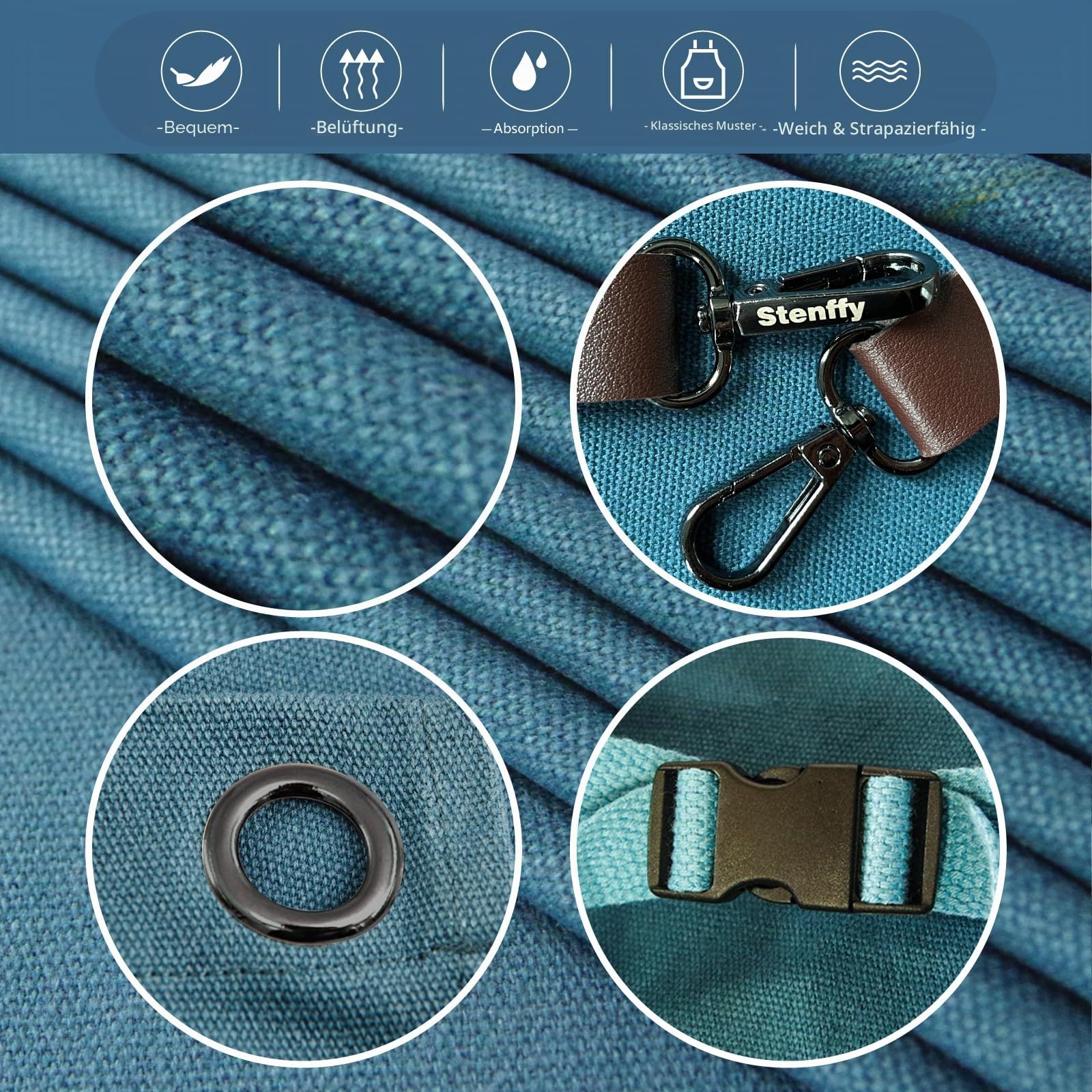 Küchenschürze,Arbeitsschürze,Leinwand,mehrere Taschen,Gartenarbeit,Malerei,Grillen,Tischler,Größen M bis XXL,Blau