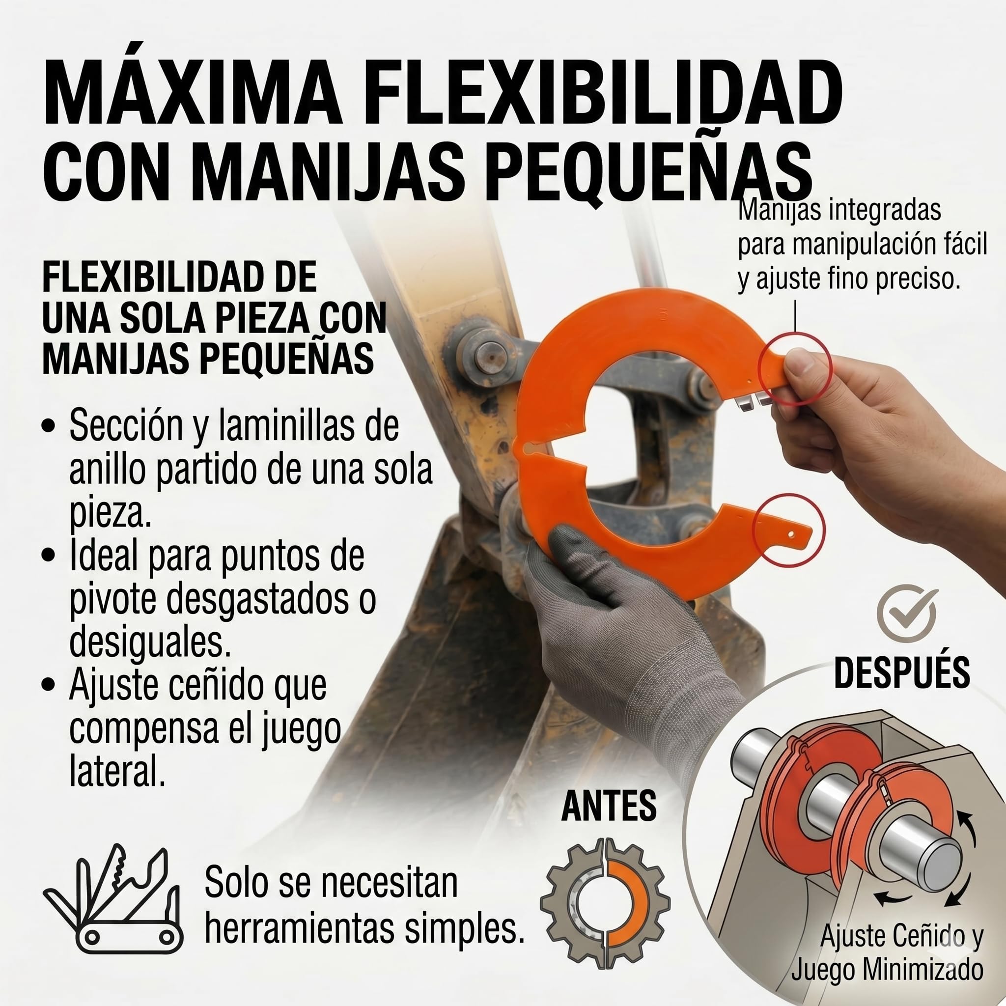 [Paquete de 10] Juego de Arandelas para Pasadores de Cuchara de Excavadora – Ajuste para Pasadores de 50 mm, Grosor de 3 mm, Compatible con Equipos JCB, Kubota, CAT, Komatsu