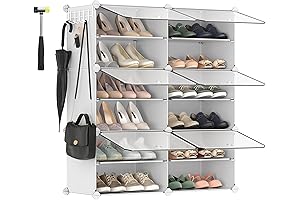 Shoe Rack, 6 Cube Plastic Shoe Storage Cabinet by SONGMICS