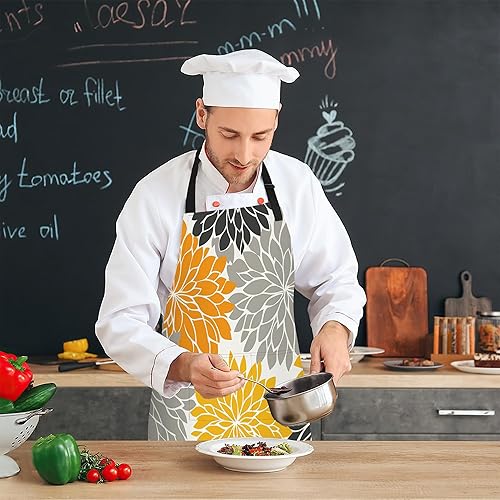 Miniatura 7 de Delantal de cocina para mujeres y hombres, delantal de chef ajustable con 2 bolsillos, resistente al agua y al aceite para uso en la cocina