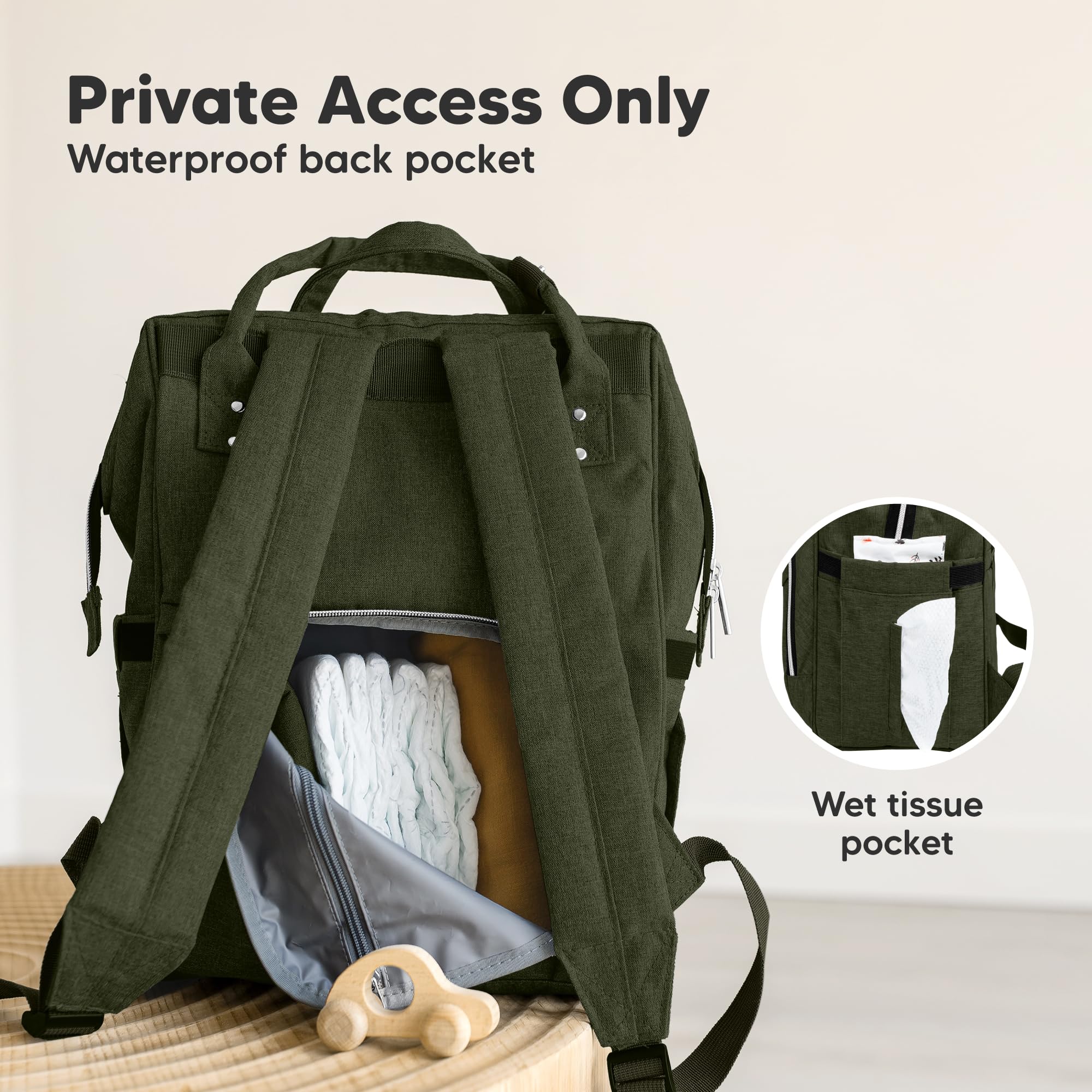 KeaBabies borsa fasciatoio con fasciatoio - zaino fasciatoio per bambini,bambine,borsa per pannolini multifunzionale impermeabile, zaino fasciatoio grande per bambini, borse per la Mama(Dark Olive)