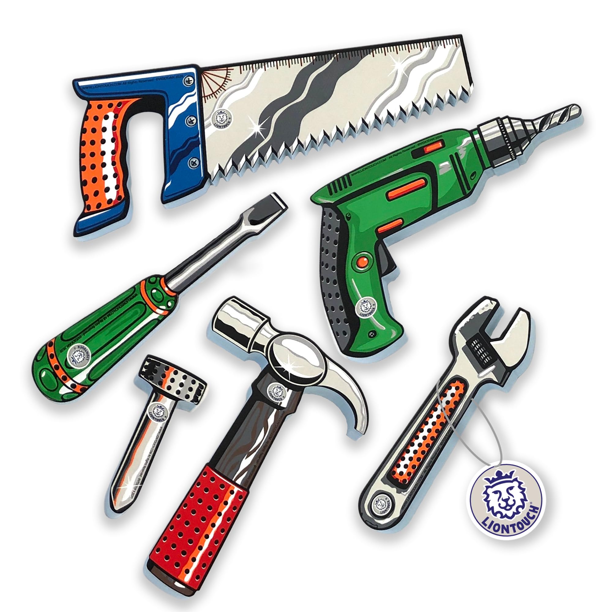 Liontouch - Tool Play Set For Toddler Boys – 1 year up | Safe Foam Sheet With A Toy Power Drill, Hammer, Saw, Screwdriver, Wrench & Nail | Educational Learning Kit For Building & Construction Play