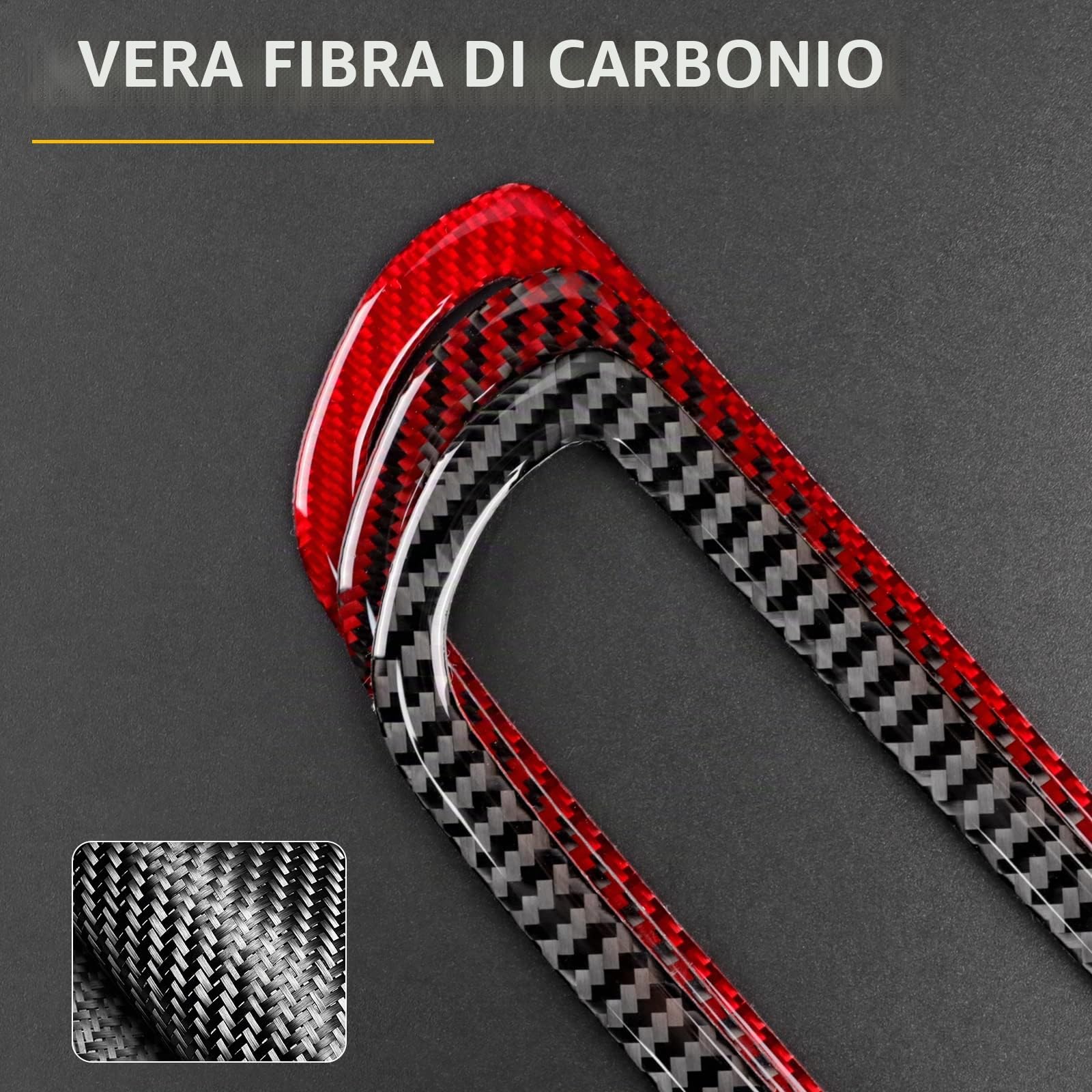 KUNGKIC Fibra di carbonio per auto pannello di controllo centrale aria adesivo decorativo compatibile con Mercedes Benz Smart 451 Fortwo 2011–2015 accessorio cornice per tasti di avvertimento (nero)