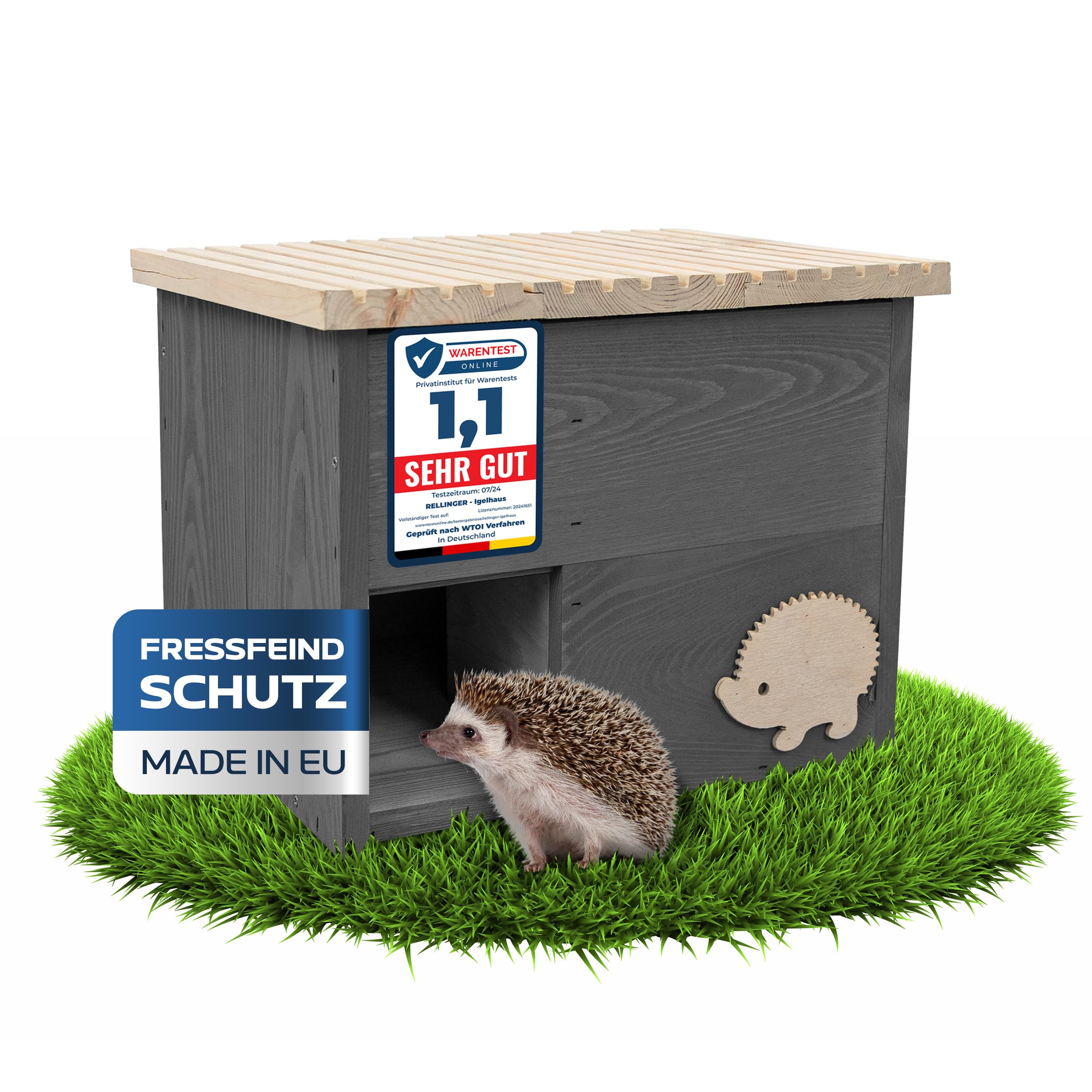 Igelhaus Winterfest mit Boden Premium Igelfutterhaus mit Labyrinth Eingang Igel Schlafhaus