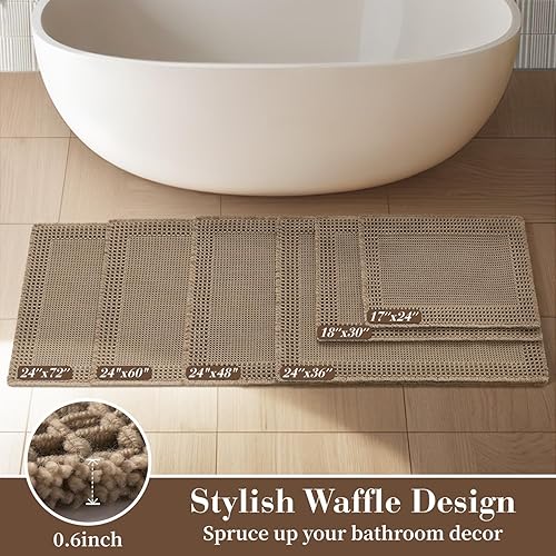Miniatura 5 de RESARE Alfombras de pasillo de baño superabsorbentes, antideslizantes, lavables, de secado rápido, ultra suaves, bohemias, mejoradas, con borlas,