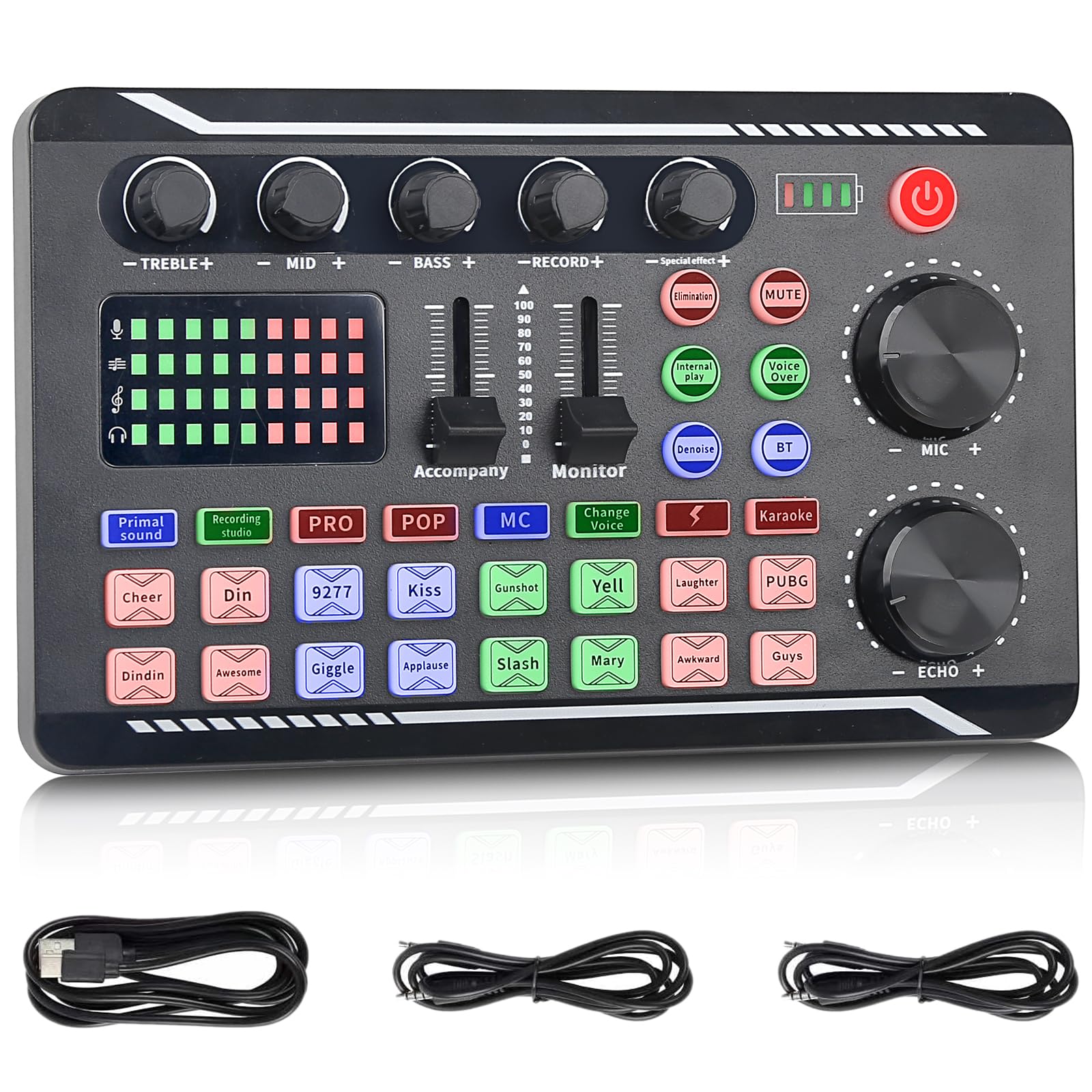 Scheda Audio Professionale per Suono Dal Vivo, Mixer Audio e Interfaccia Audio con Effetti Mixer DJ, Cambia Voce - Attrezzatura da Studio per Streaming/Podcasting/Gaming