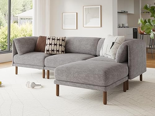 CUGOAO Sofá modular modular, 3 asientos en forma de L, moderno sofá modular de mediados de siglo, sofá modular de asiento profundo, cómodos sofás de