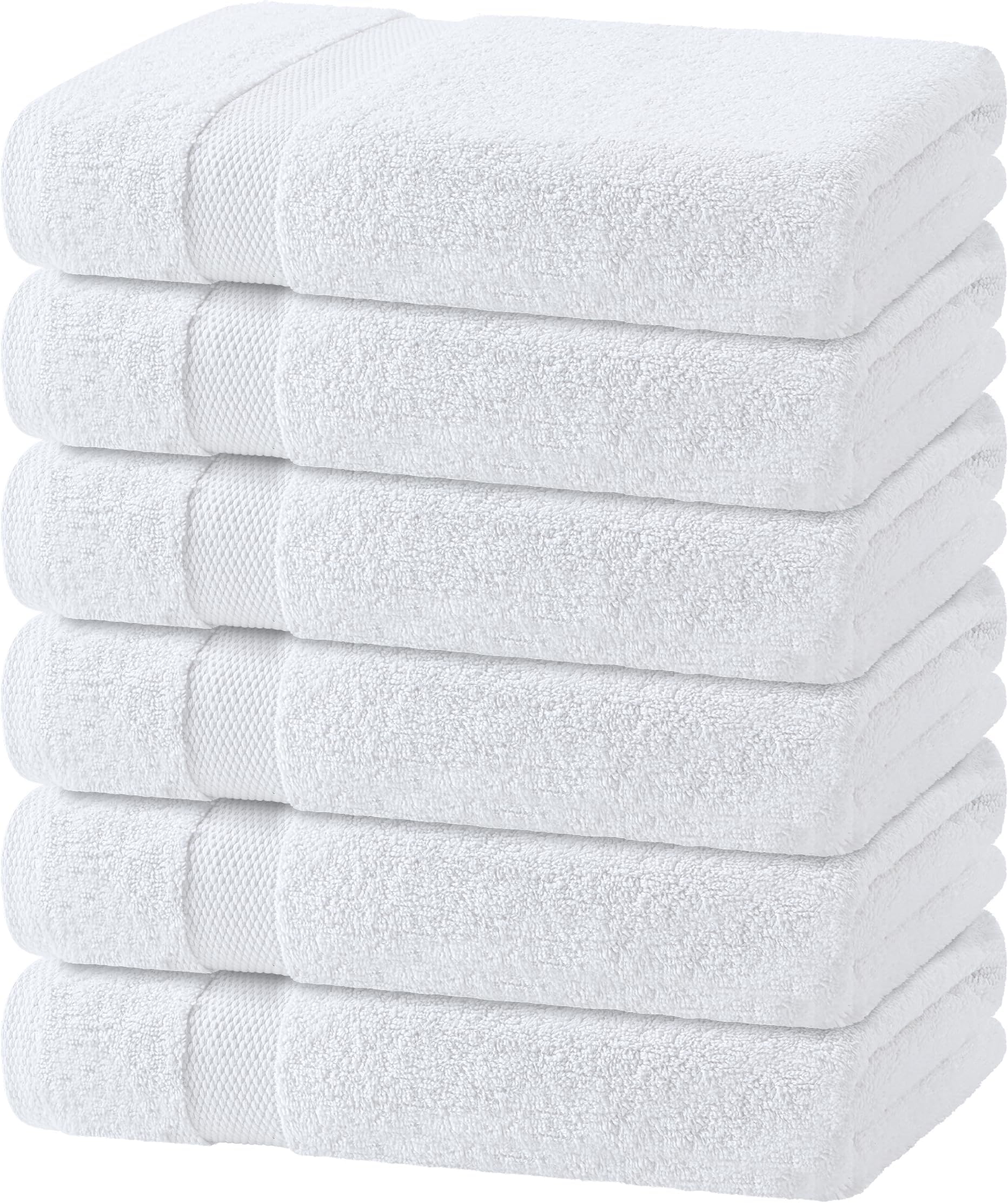 Wealuxe White Bath Towels 22x44 Inch, Cotton Towel Set for Bathroom, Hotel, Gym, Spa, Soft Extra Absorbent Quick Dry 6 Pack