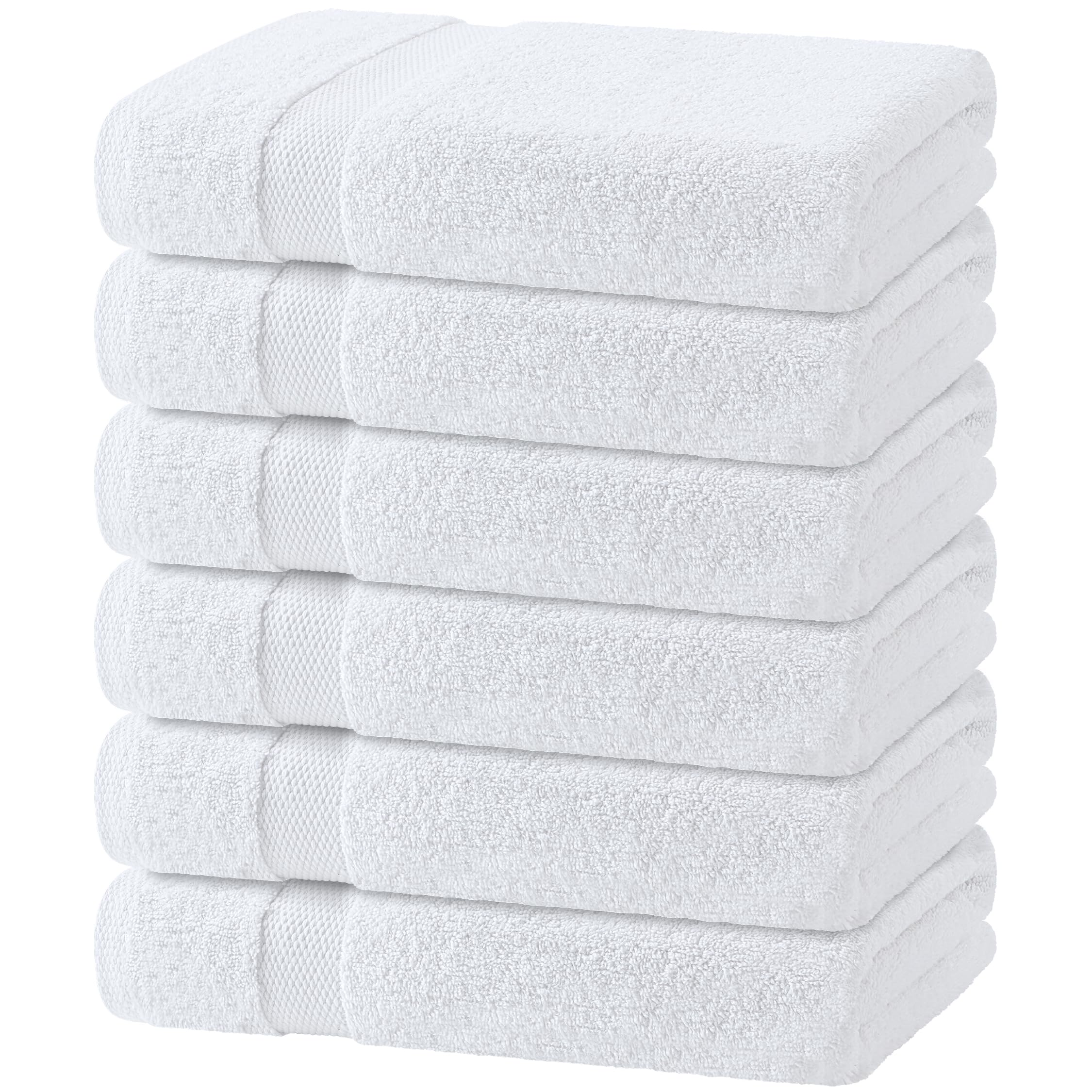 Wealuxe White Bath Towels 22x44 Inch, Cotton Towel Set for Bathroom, Hotel, Gym, Spa, Soft Extra Absorbent Quick Dry 6 Pack
