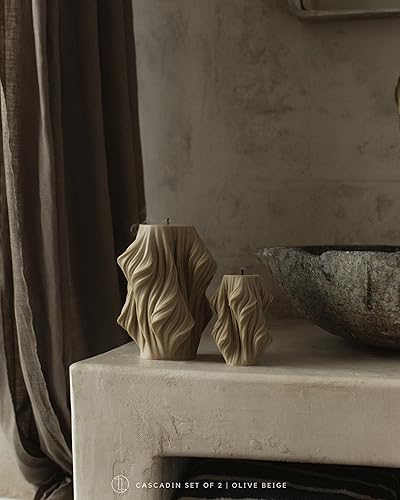 Miniatura 4 de LAWA Vela de onda en cascada  Vela grande y hermosa hecha a mano con aroma de cera de soja, elegante vela estética de burbujas, regalo de