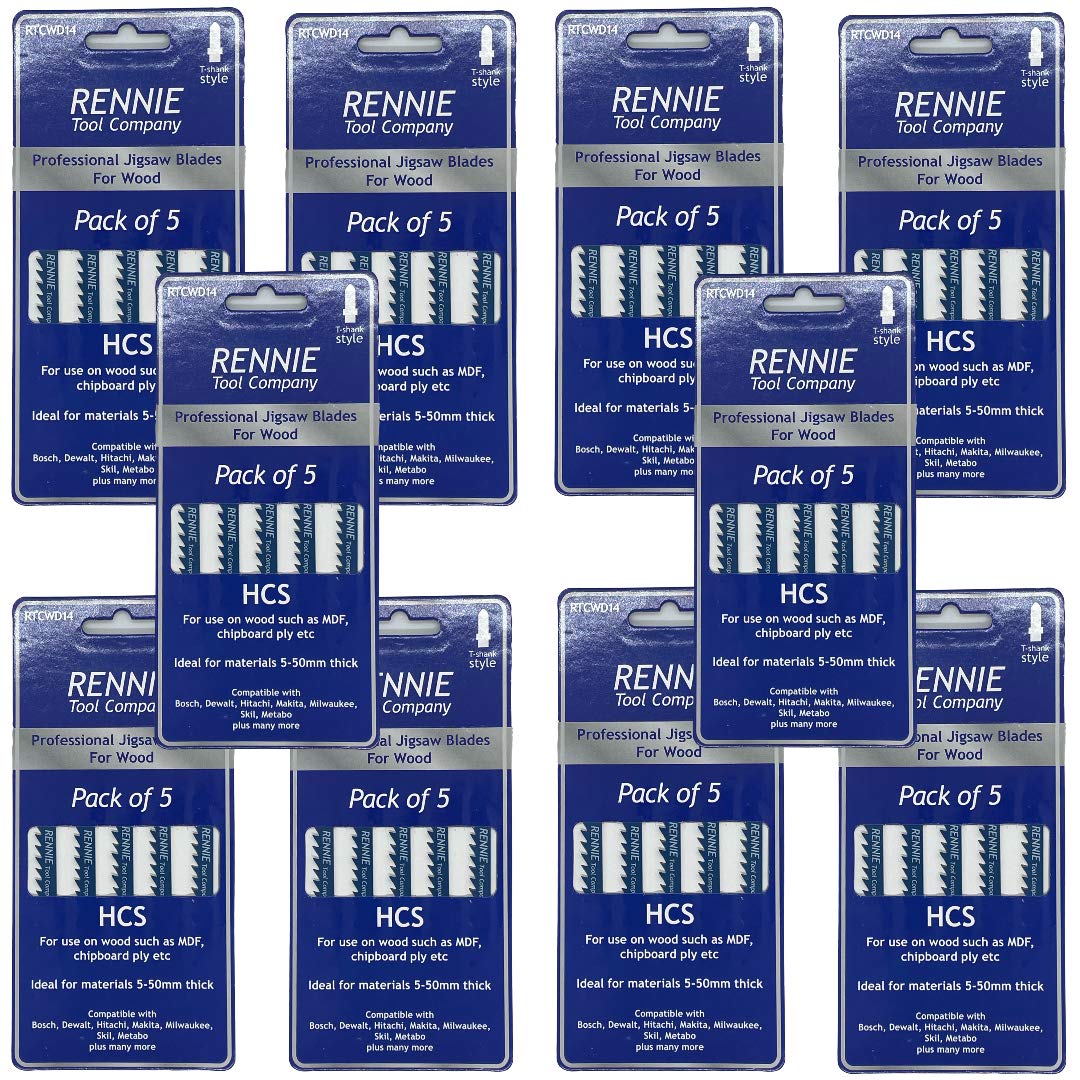 50 x T144D 100mm Long Jigsaw Blades For Straight and Fast Cuts in Wood