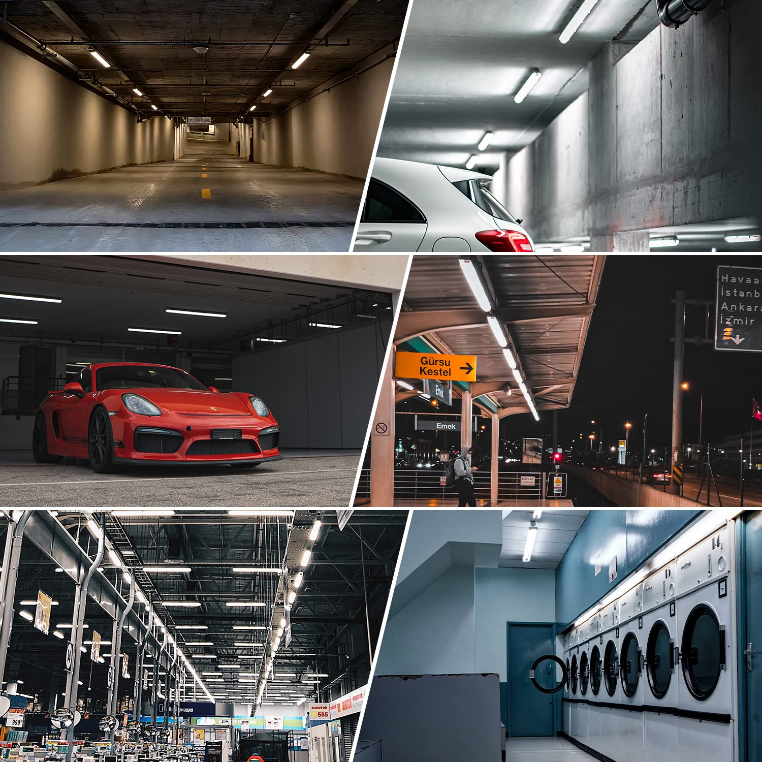 40W 50W 60W Power Selectable LED Vapor Tight Light 4FT 3CCT 3000k-4000k-5000k 7800LM Industrial Vapor Proof Parking Garage — view 6