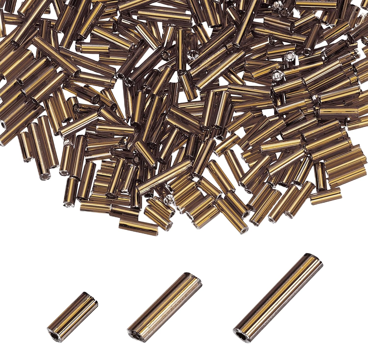MECCANIXITY 2000pcs Glass Bugle Beads 4/6/9mm Long Tube Cylinder Beads