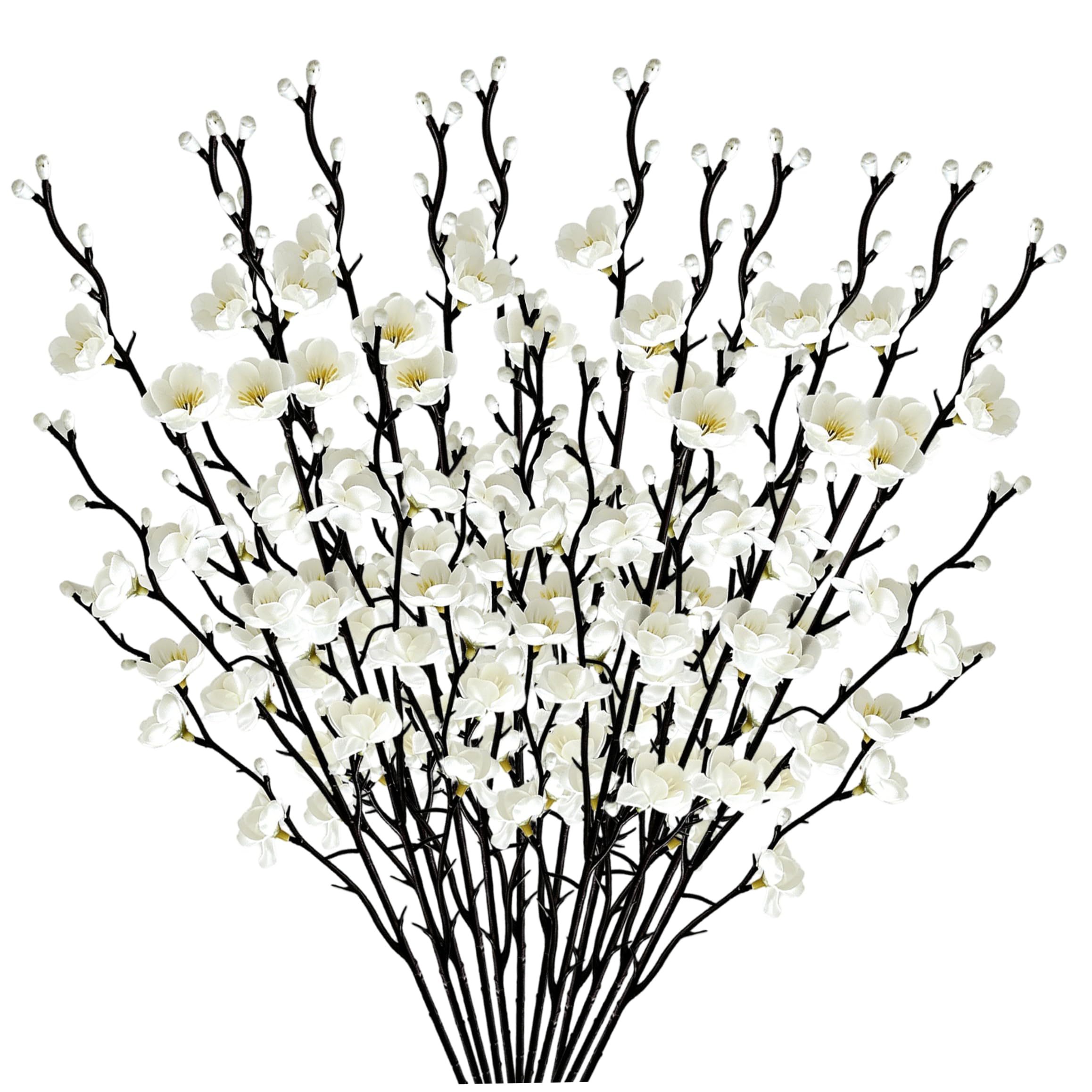 Fleurs de prunier artificielles blanches : bouquet de 12 branches pour décoration de table mariage