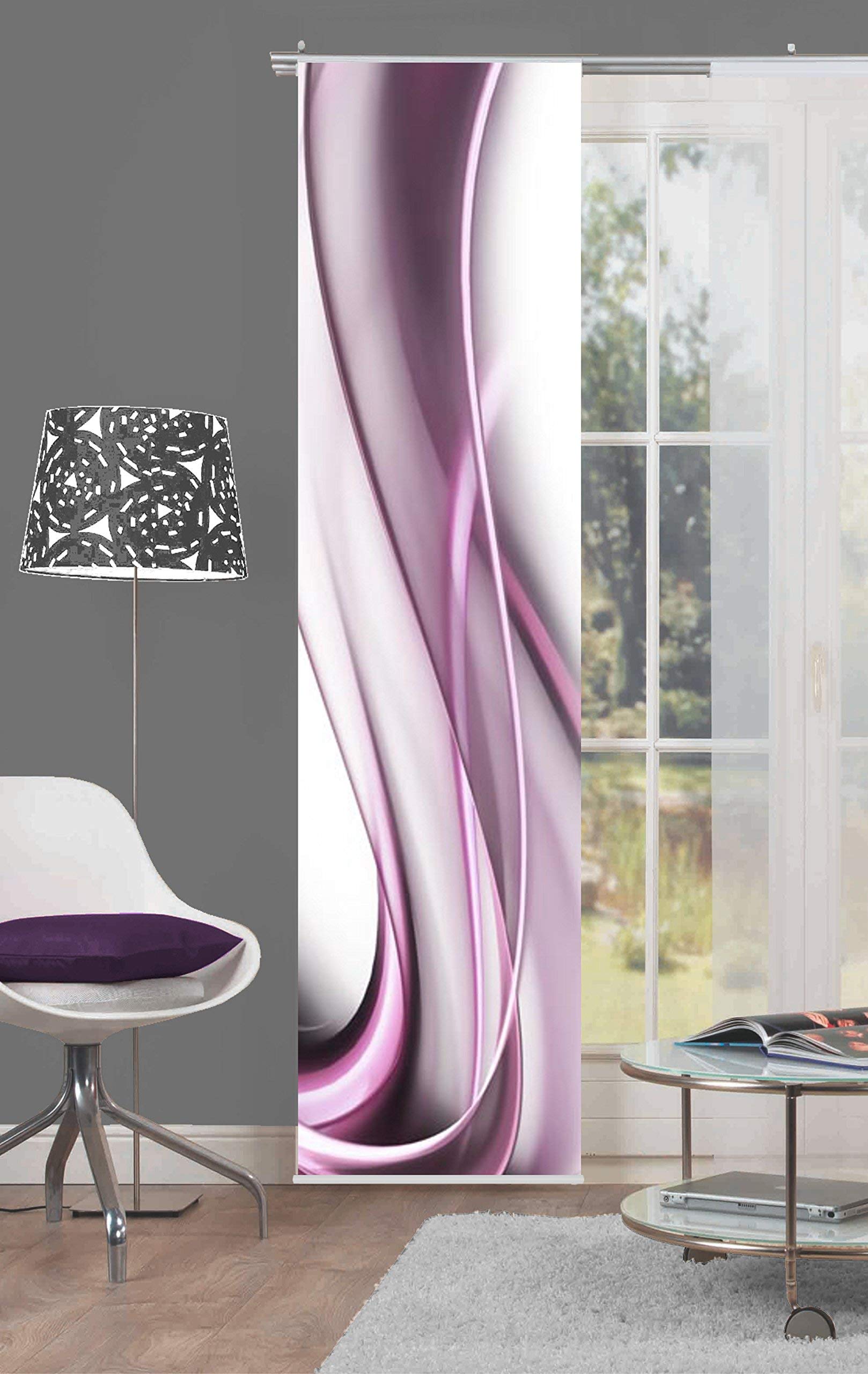 Home Fashion Onda Panneau Coulissant en Tissu d'ameublement Impression numérique Onda, Plastique, 245 x 60 cm, Tissu, Baie, 245 x 60 cm