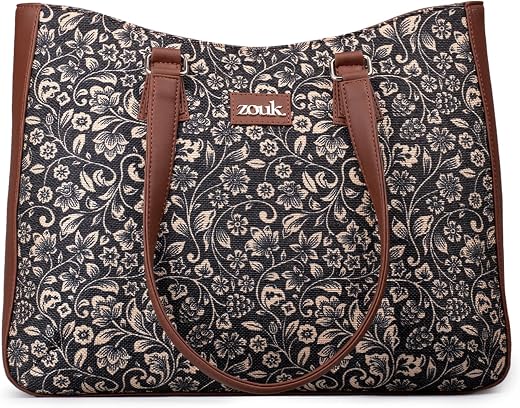 ZOUK Women's Getaway Handbag | Jute | Vegan Leather Handcrafted Tote Bag