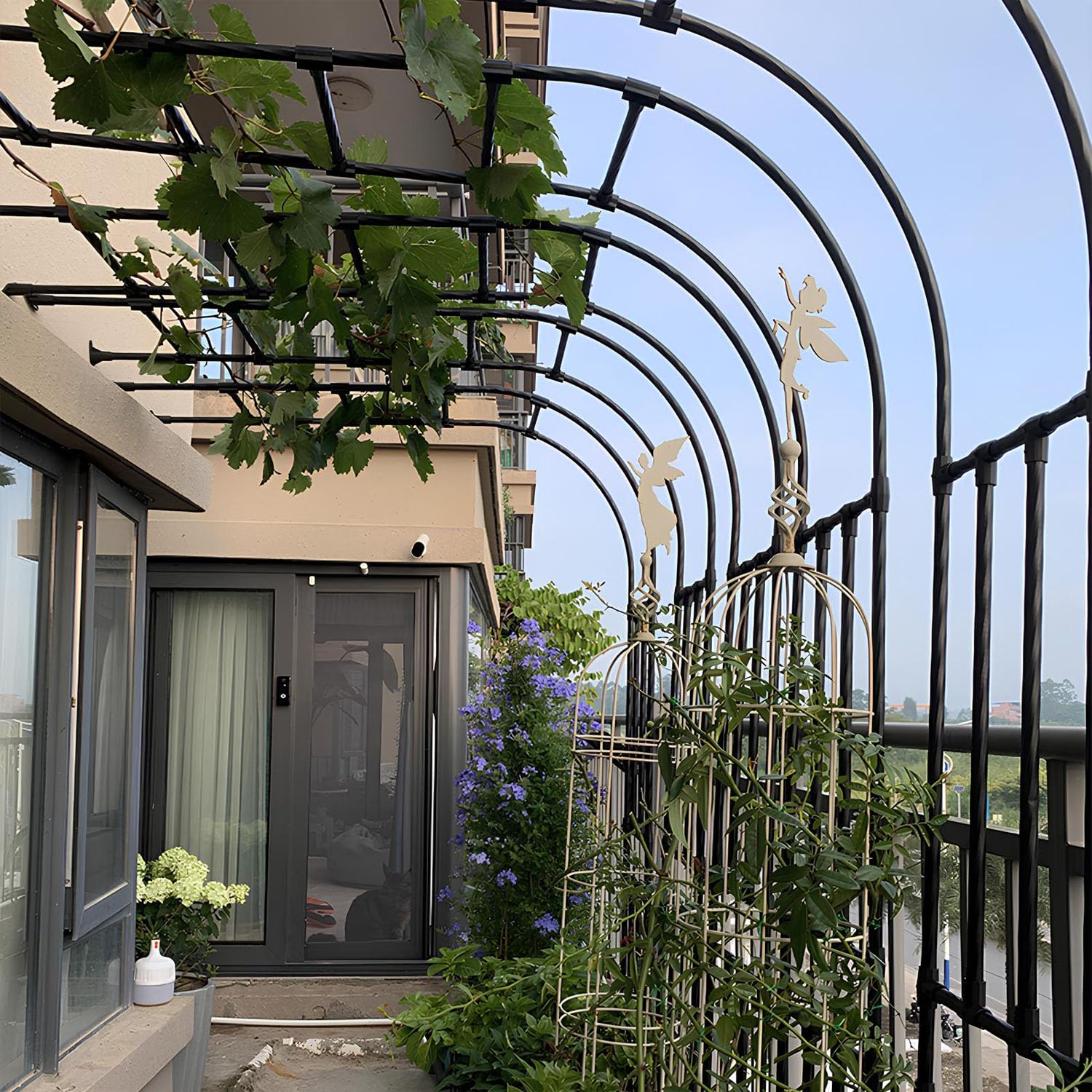 Arco per rose in metallo – Elegante pergolato da giardino a metà faccia per piante rampicanti, facile da montare, perfetto per uso interno ed esterno, ideale per matrimoni, eventi e composizioni