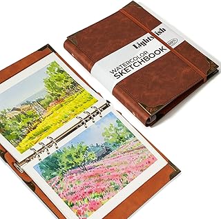 Lightwish Watercolor Sketchbook,100% Cotton Acid Free Watercolor Journal,300gsm/140lb Cold Press Watercolor Paper for Artists,Adults,Students,20 Sheets,5.8 * 8.2 Inches Paper