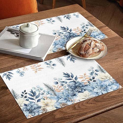 Vista 591 de Juego de 6 manteles individuales rojos para el día de San Valentín, diseño de corazón de San Valentín, resistentes al calor, lavables, manteles