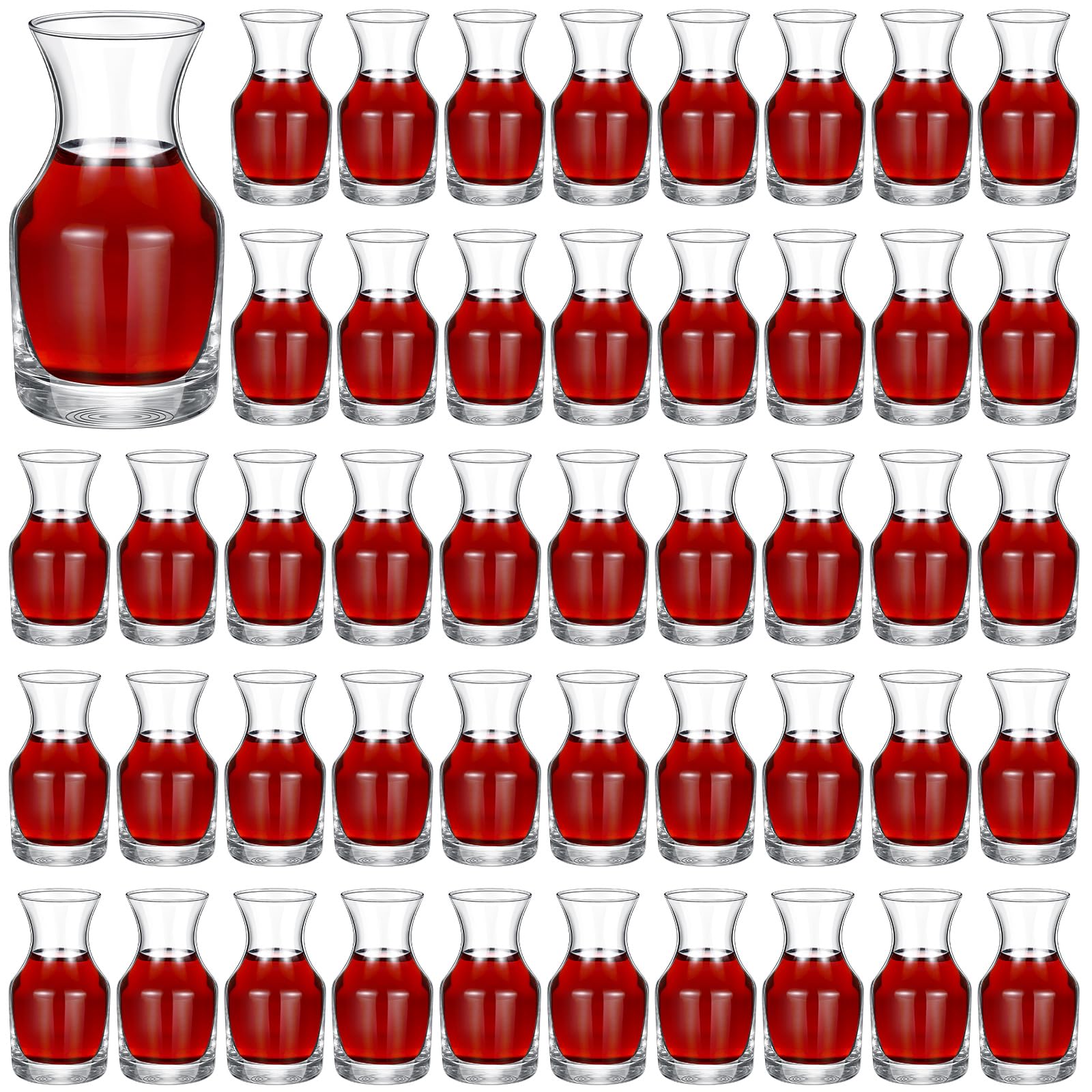 Remagr 48 Pack Wine Carafes Glass Small Single Serving Decanter,6.5 oz