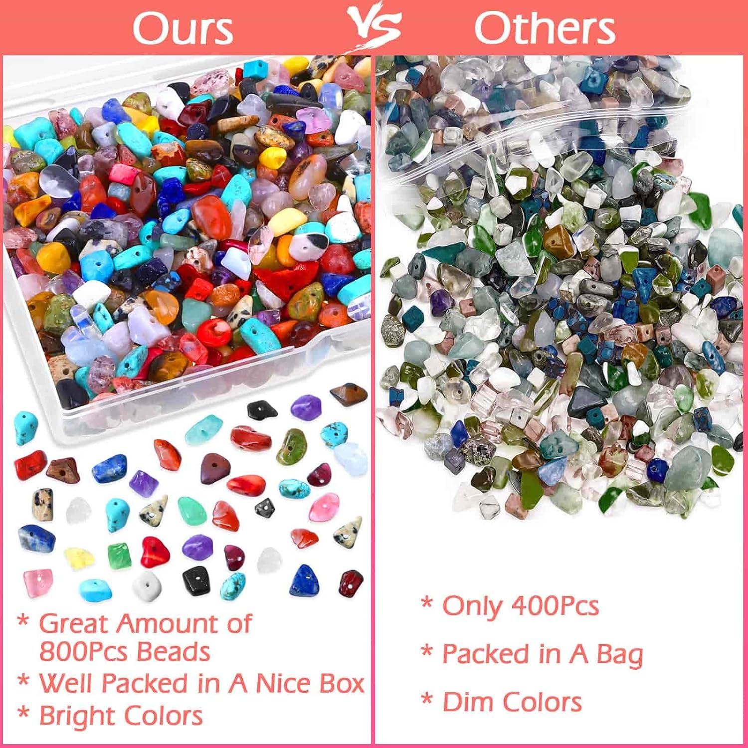 Acejoz 800 Pcs Crystal Beads for Jewelry Ring Making, Jewelry Stone Chip Beads, Small Crystals Gemstones Beads with Plastic Box for Jewelry Ring, Earring and Bracelets Making