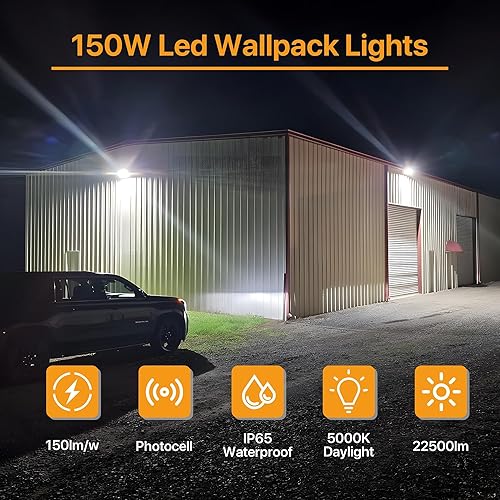 Miniatura 8 de DEMILARE Paquete de luz LED de pared de 120 W, instalación rápida, iluminación al aire libre del atardecer al amanecer, IP65 impermeable, 5000K