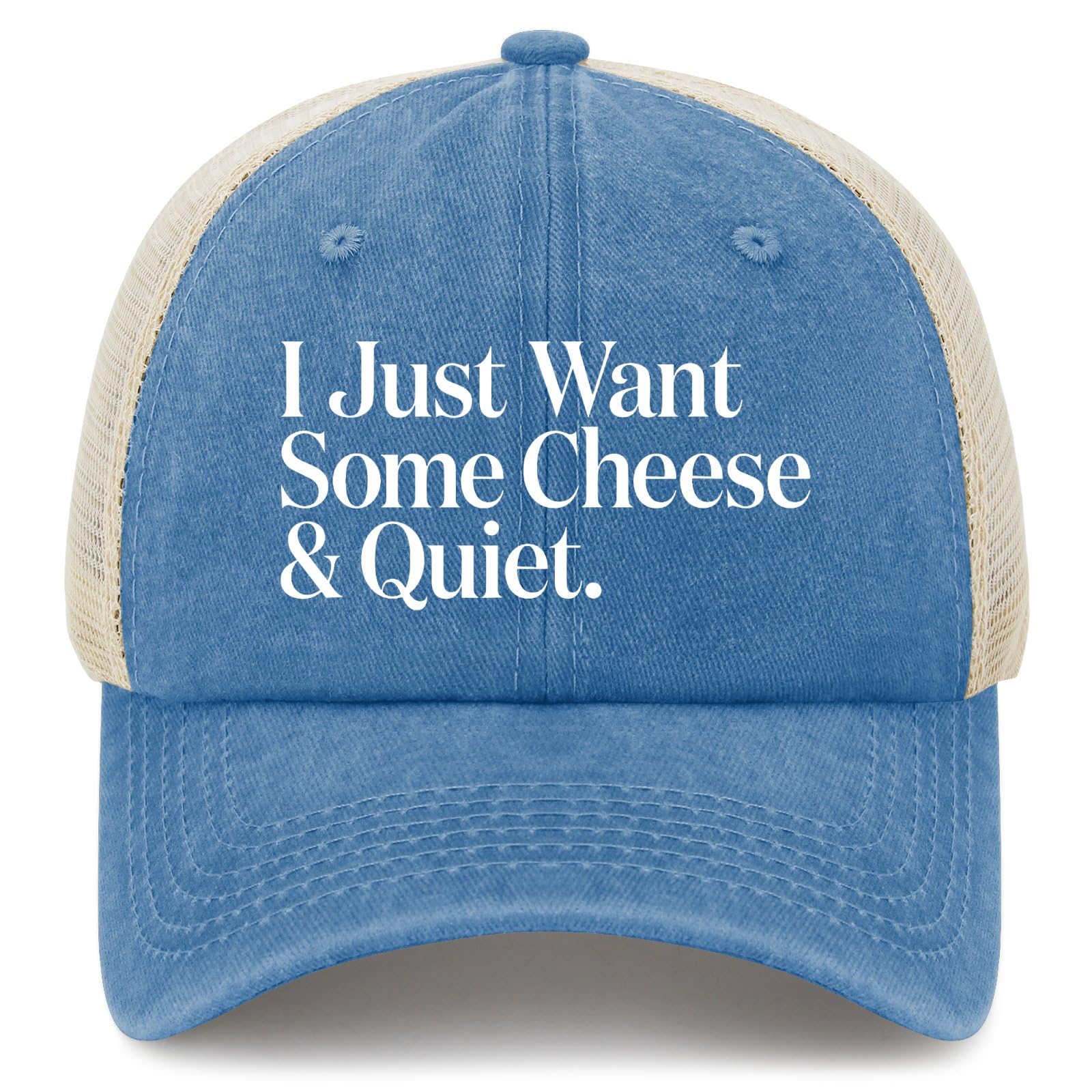 Karclau I Just Want Some Cheese and Quiet Caps Travel Hat Lake Blue Golf Hat Gifts for Daughter Cycling Hat