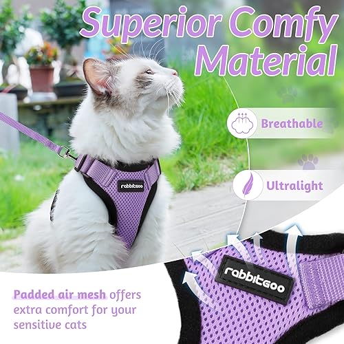 Miniatura 94 de rabbitgoo Arnés y correa para caminar, a prueba de escapes, chaleco suave y ajustable para gatos, fácil de controlar, transpirable, tiras