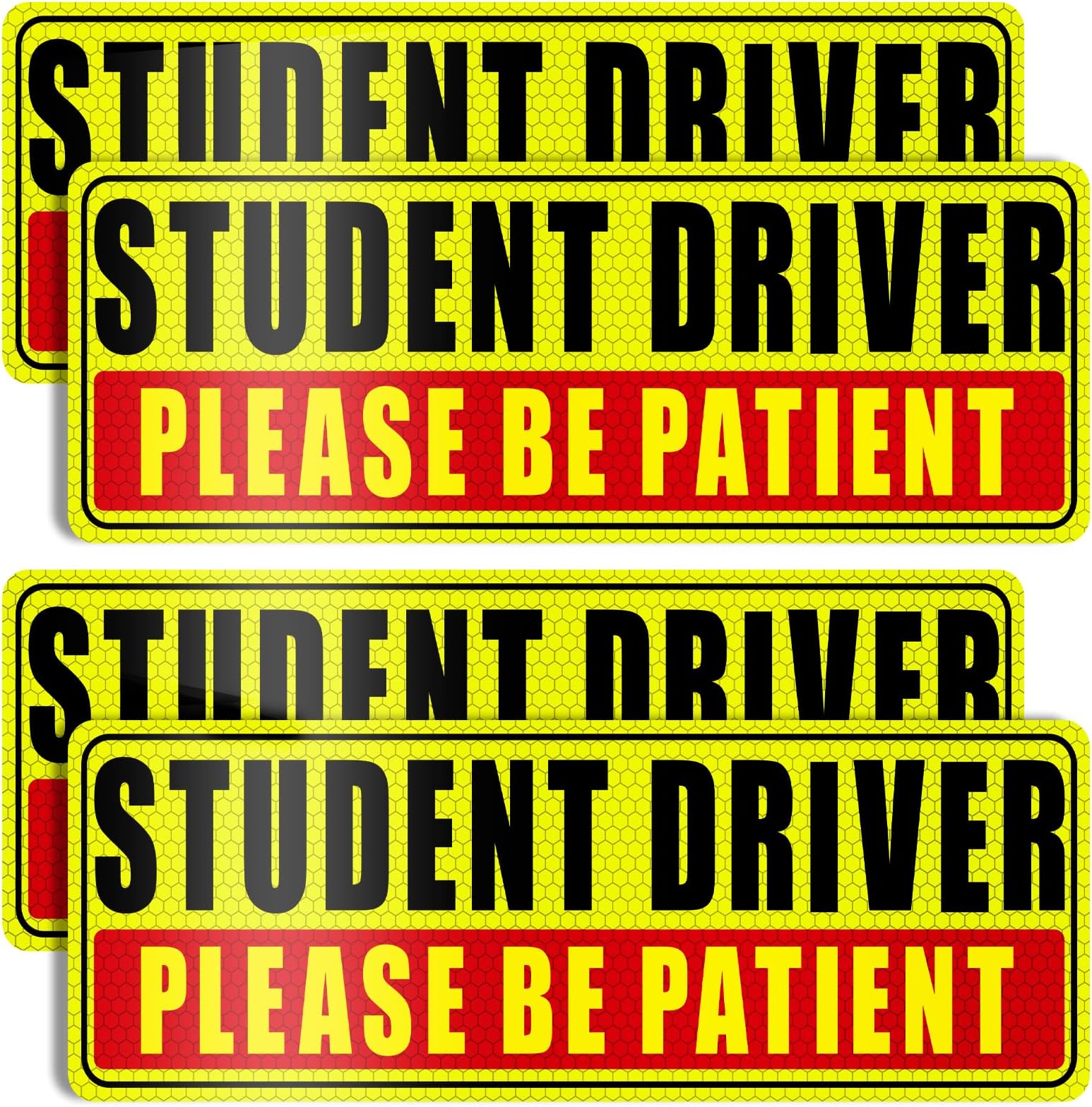 Sukh Student Driver Magnet for Car - Be Patient Student Driver Magnet Boys and Girls New Student Driver Sticker Safety Warning Reflective Signs Reusable Movable 4 Pcs