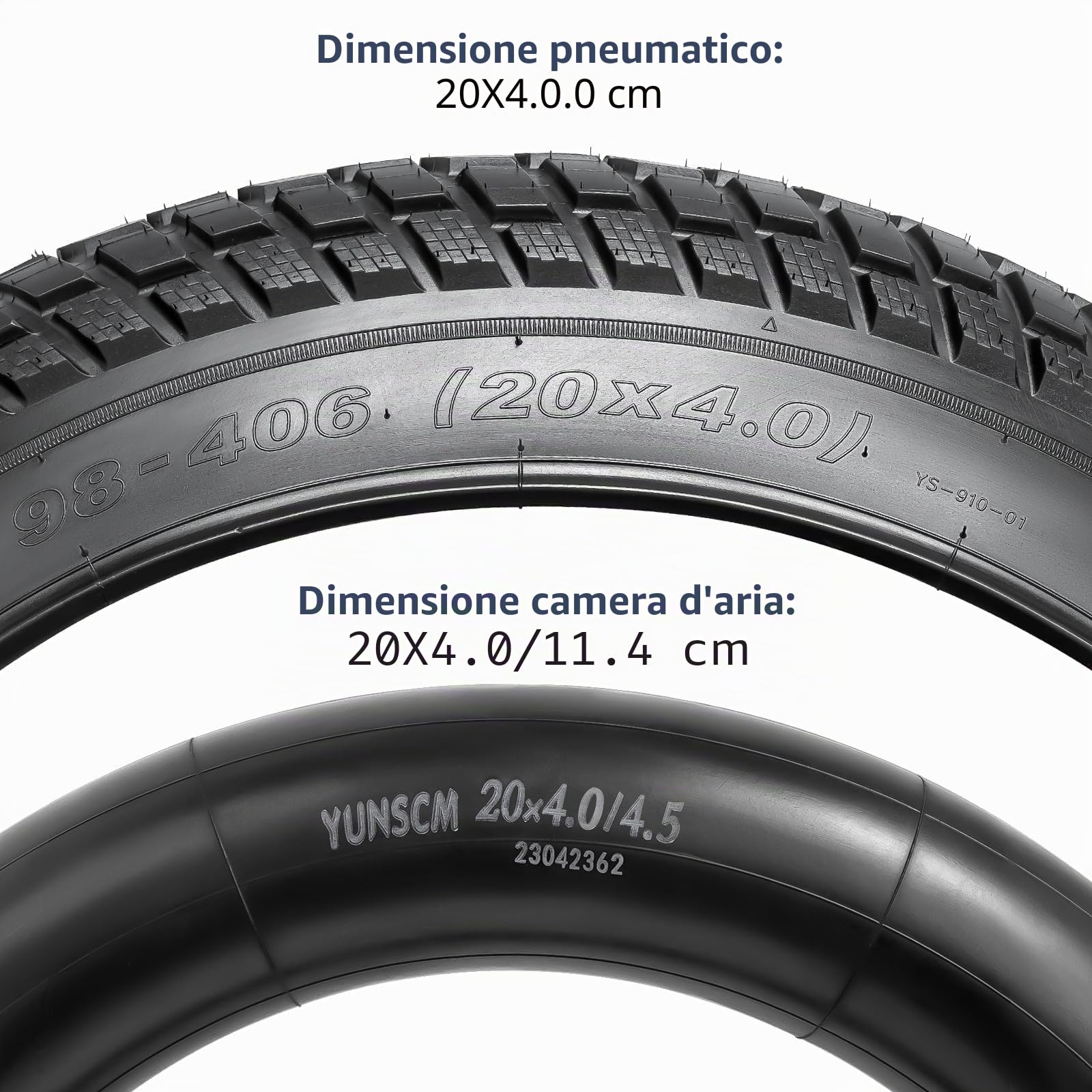 YunSCM 2PSC Pieghevole 60TPI Heavy Duty 20 pollici Fat Bike Pneumatici 20x4.0 ETRTO 98-406 e 20 Pollici Camera d' Aria AV32mm