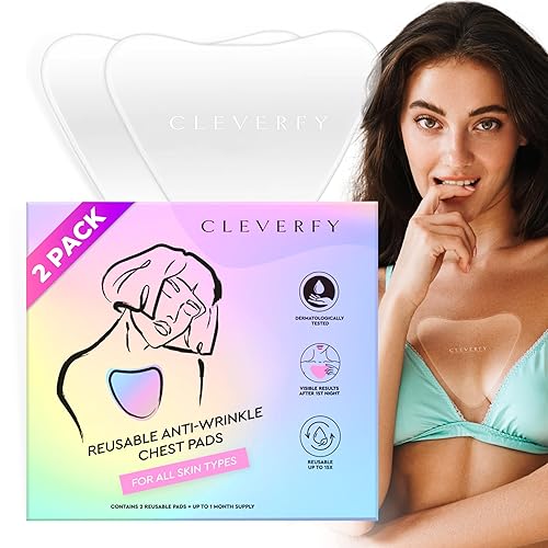 CLEVERFY Almohadillas antiarrugas de silicona para el pecho para dormir reutilizables (paquete de 2 en forma de V) Almohadillas de pecho