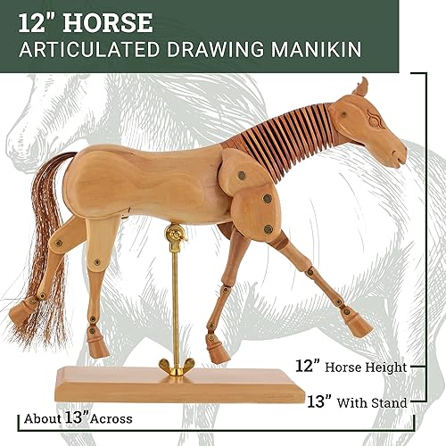 Miniatura 10 de U.S. Art Supply Maniquí articulado de madera de 8 "caballo artista dibujo maniquí