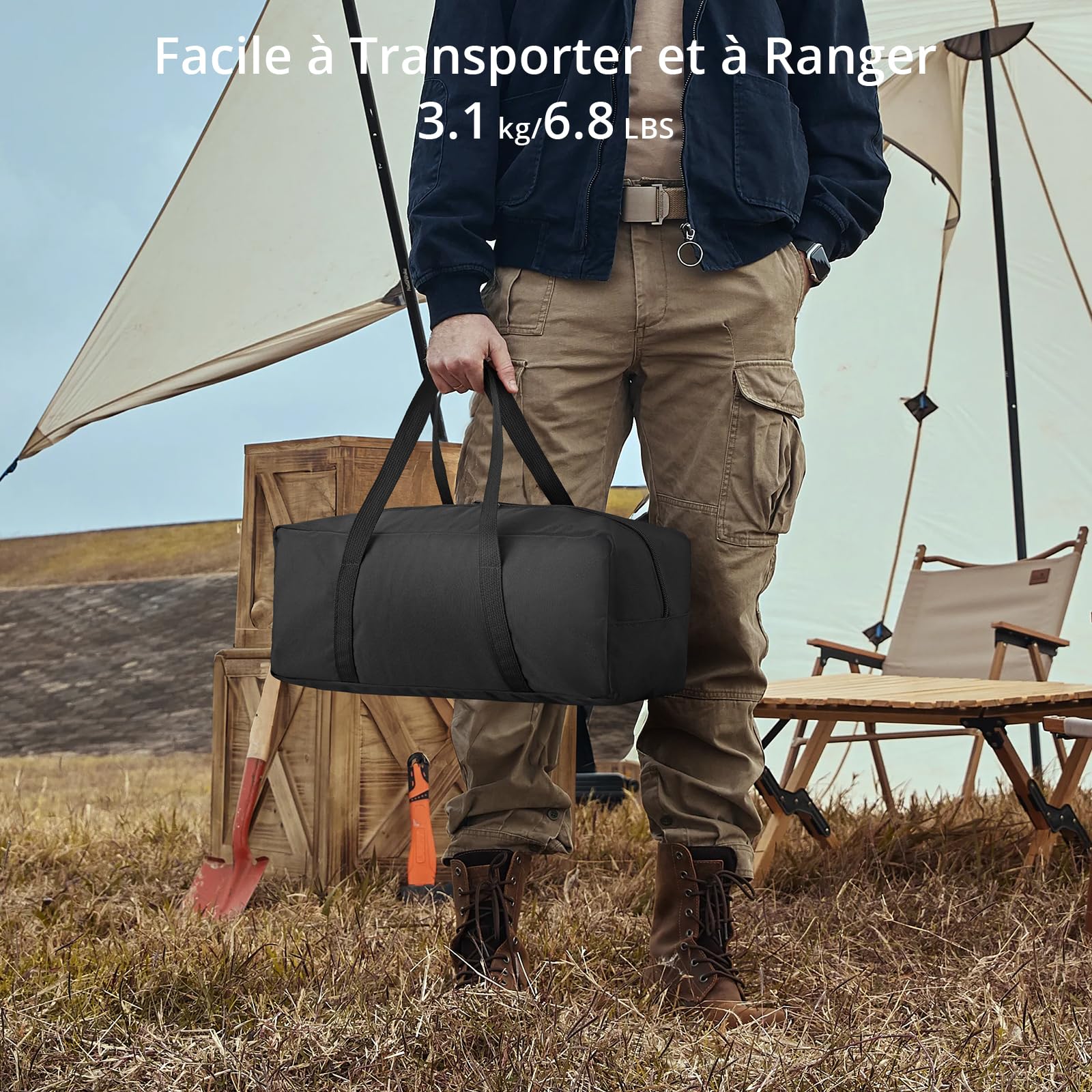 Anbte Lit de Camp Pliable 1 Personne 191×70×20 cm, Montage Facile avec Pince Latérale, Lit de Camping Portable avec Sac, Charge 125 kg, pour Camping, Plage, Jardin